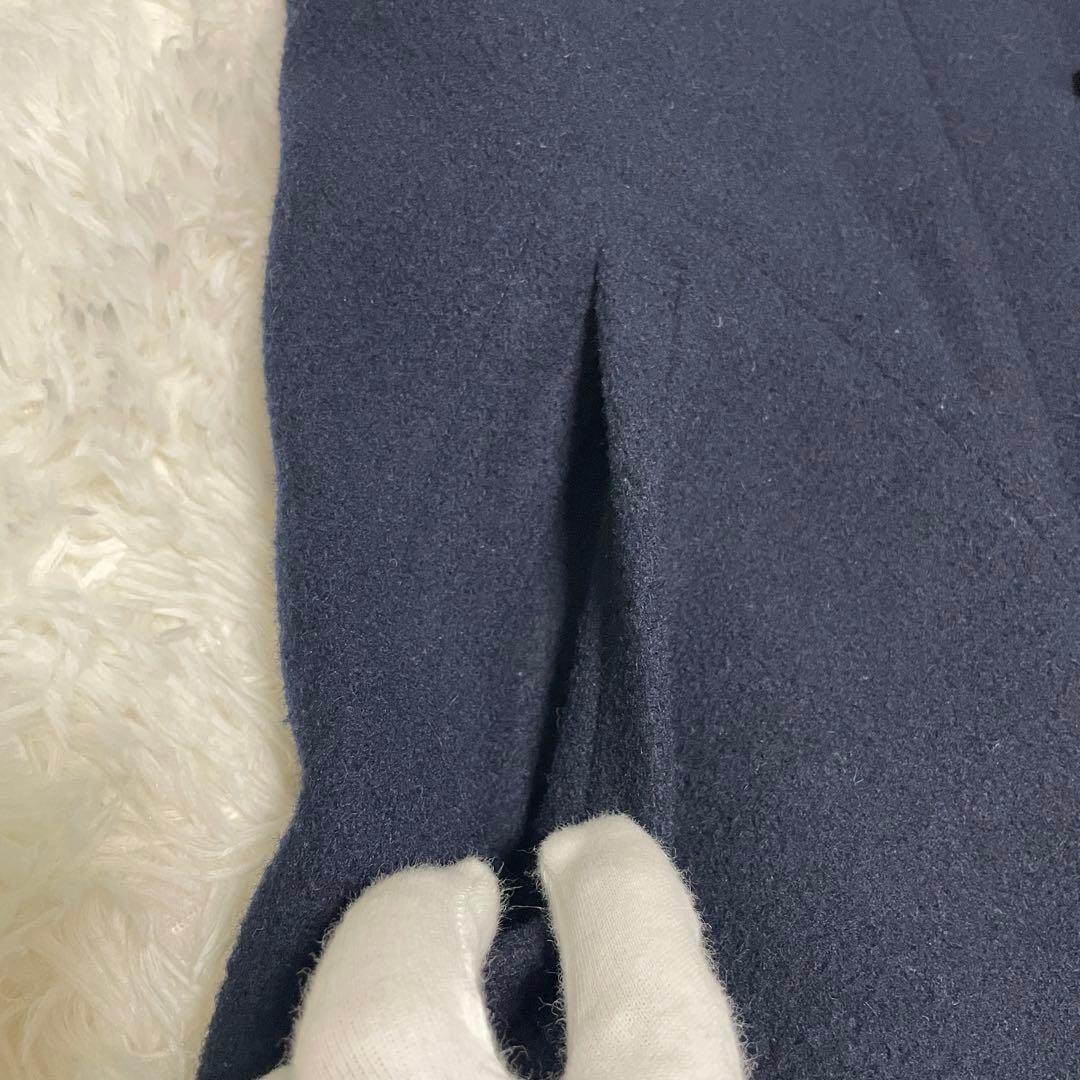 【美品】42 ダントン ウールモッサ コート ジャケット くるみボタン 紺