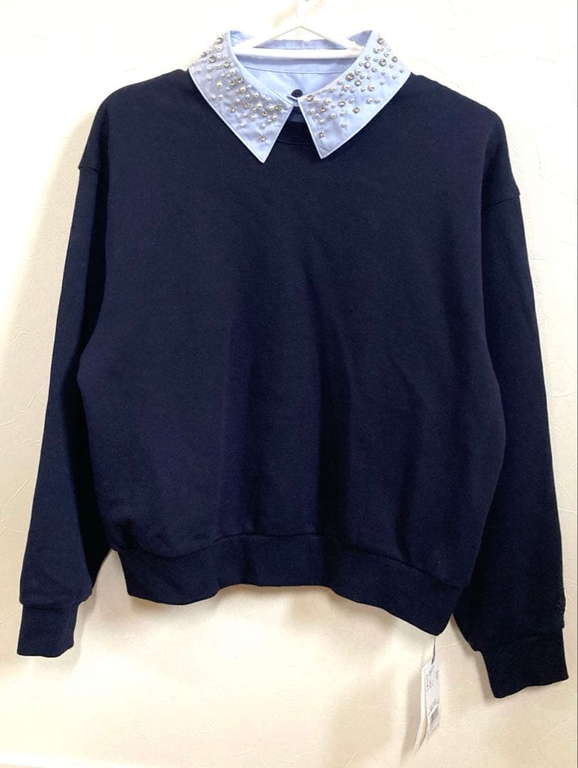 SNLDEL【USAGIONLINE/ZOZOTOWN限定】ビジュー衿スウェット