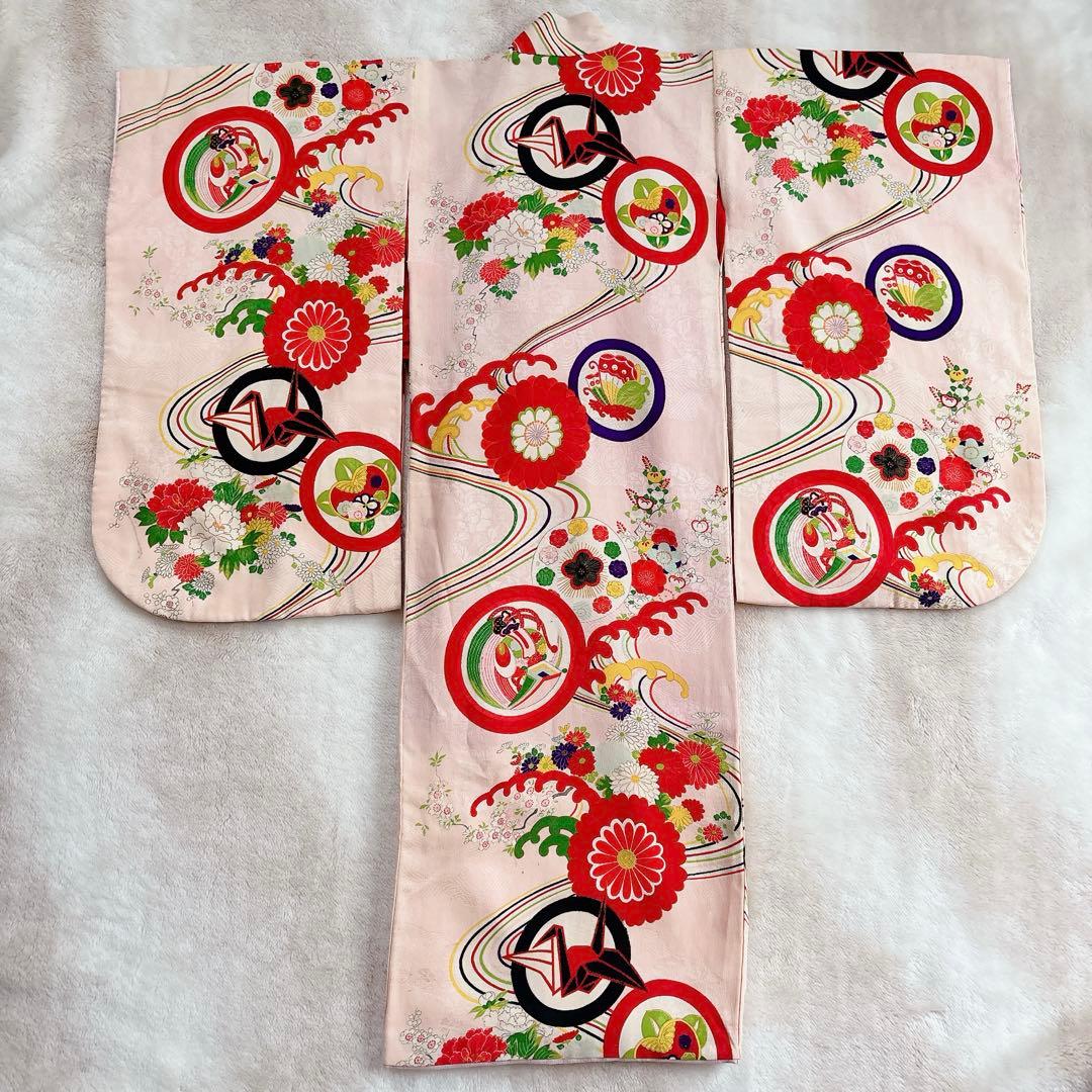 七五三　３歳　着物　セット　帯　コーデ　アンティーク　子供着物　女の子　しごき