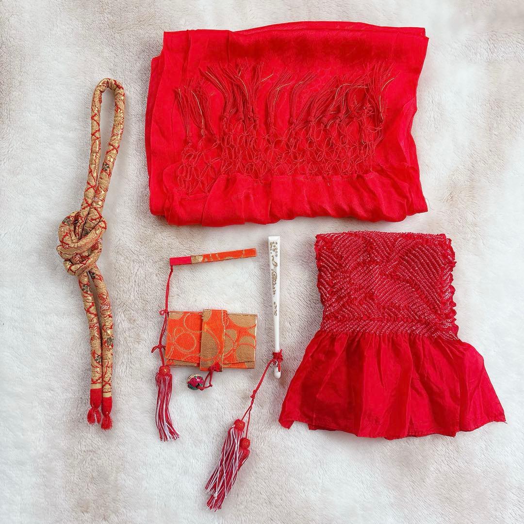 七五三　３歳　着物　セット　帯　コーデ　アンティーク　子供着物　女の子　しごき