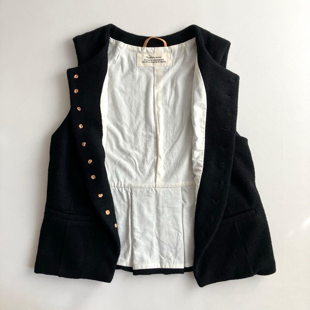 Veritecoeur ヴェリテクール　ベスト　ジレ　 ウール　黒