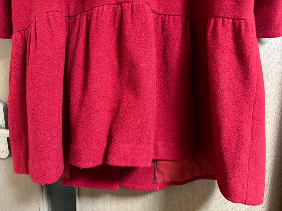 な*お様 【新年SALE 】美品☆ローズティアラリボン付ウールコート赤大きいサイ