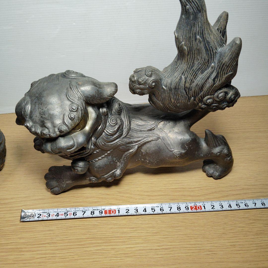 玉乗り銅獅子置物