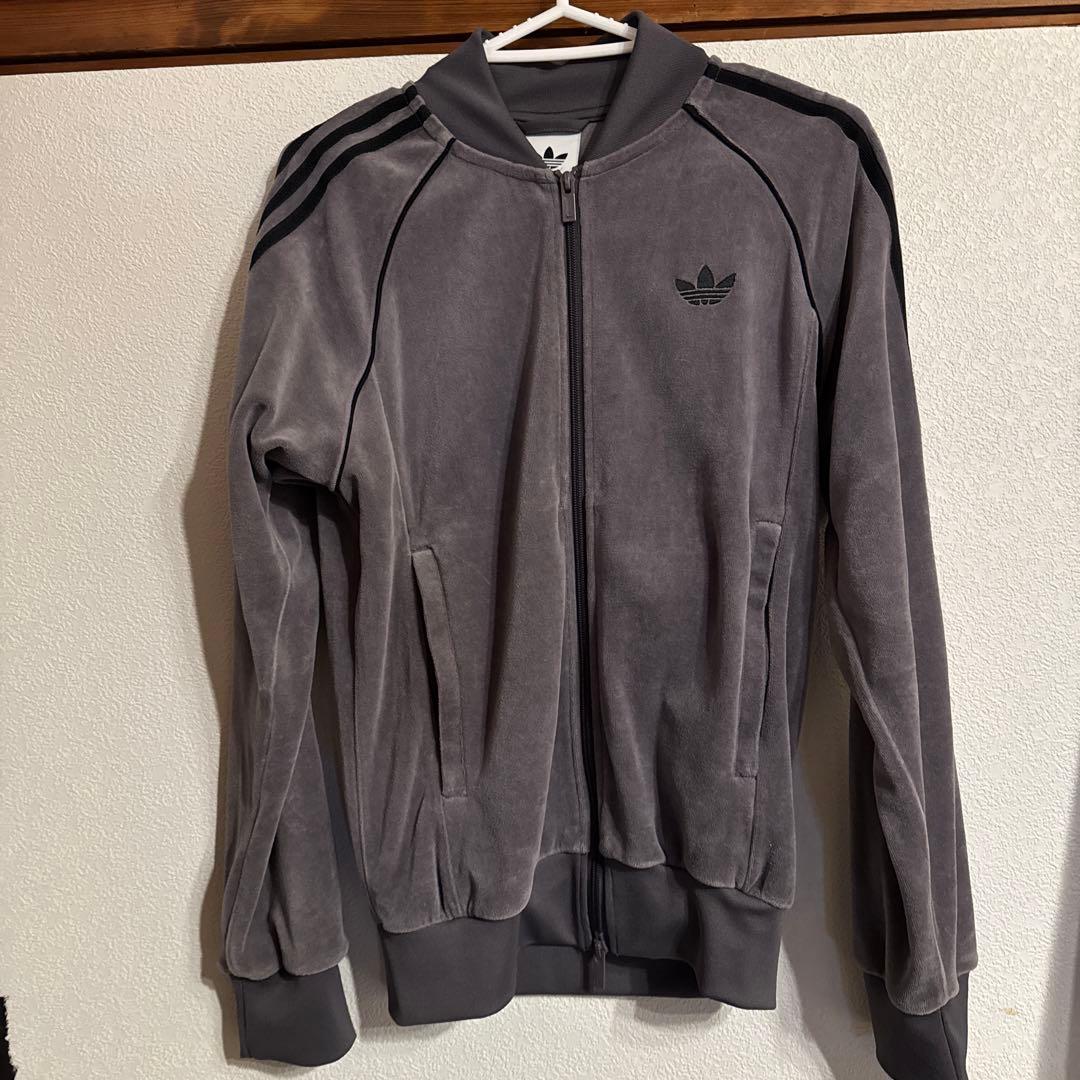 adidas ベロア トラックジャケット グレーS