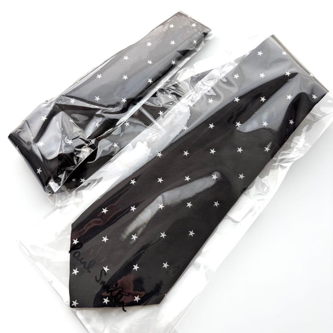 ꧁新品未使用꧂ ポールスミス ネクタイ 星 スター 花柄 ブラック 現行タグ