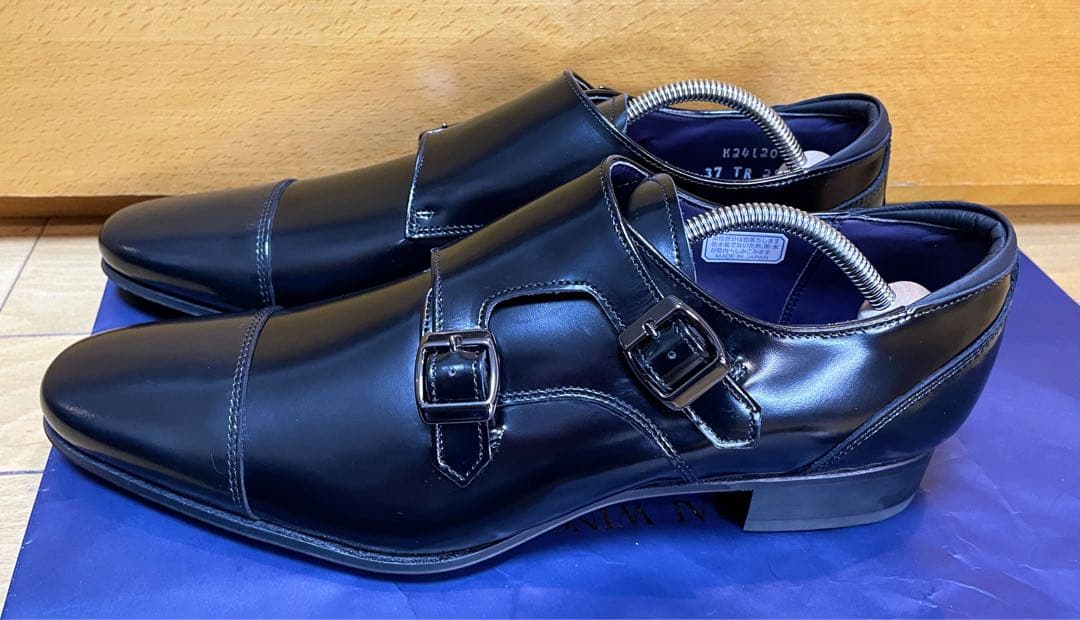 新品リーガルビジネスシューズダブルモンクストラップタフスクラッチレザー25.5