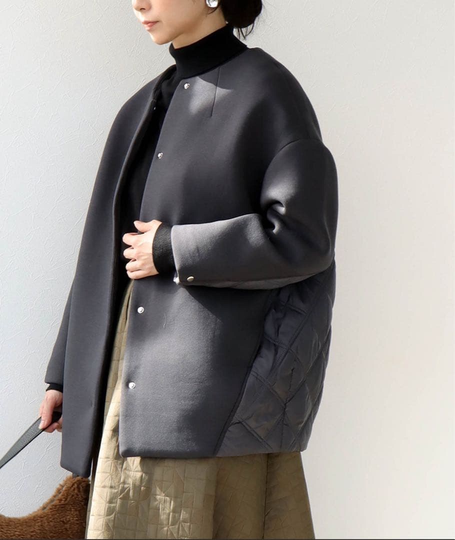 jines ダンボール×キルティング ノーカラージャケット