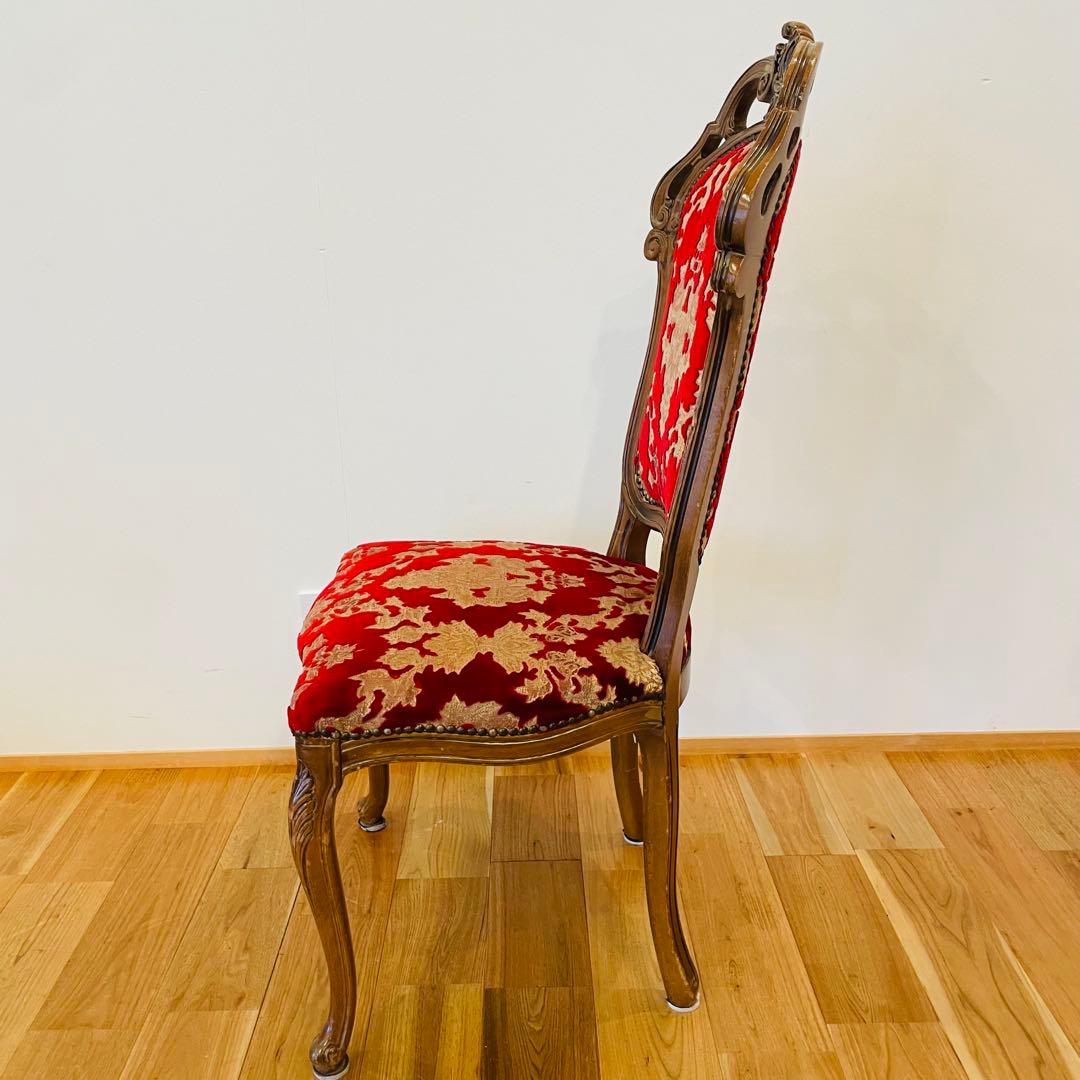 イタリア ダイニングチェア 金華山 赤 金 猫脚 椅子 ヨーロピアン ロココ ④