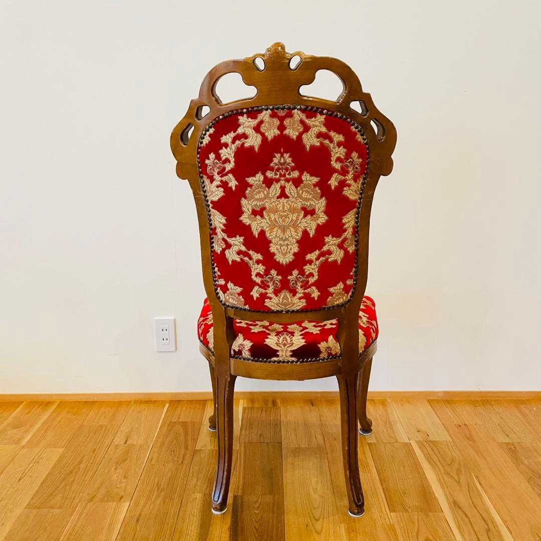 イタリア ダイニングチェア 金華山 赤 金 猫脚 椅子 ヨーロピアン ロココ ④
