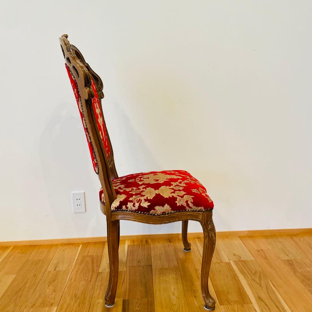 イタリア ダイニングチェア 金華山 赤 金 猫脚 椅子 ヨーロピアン ロココ ④