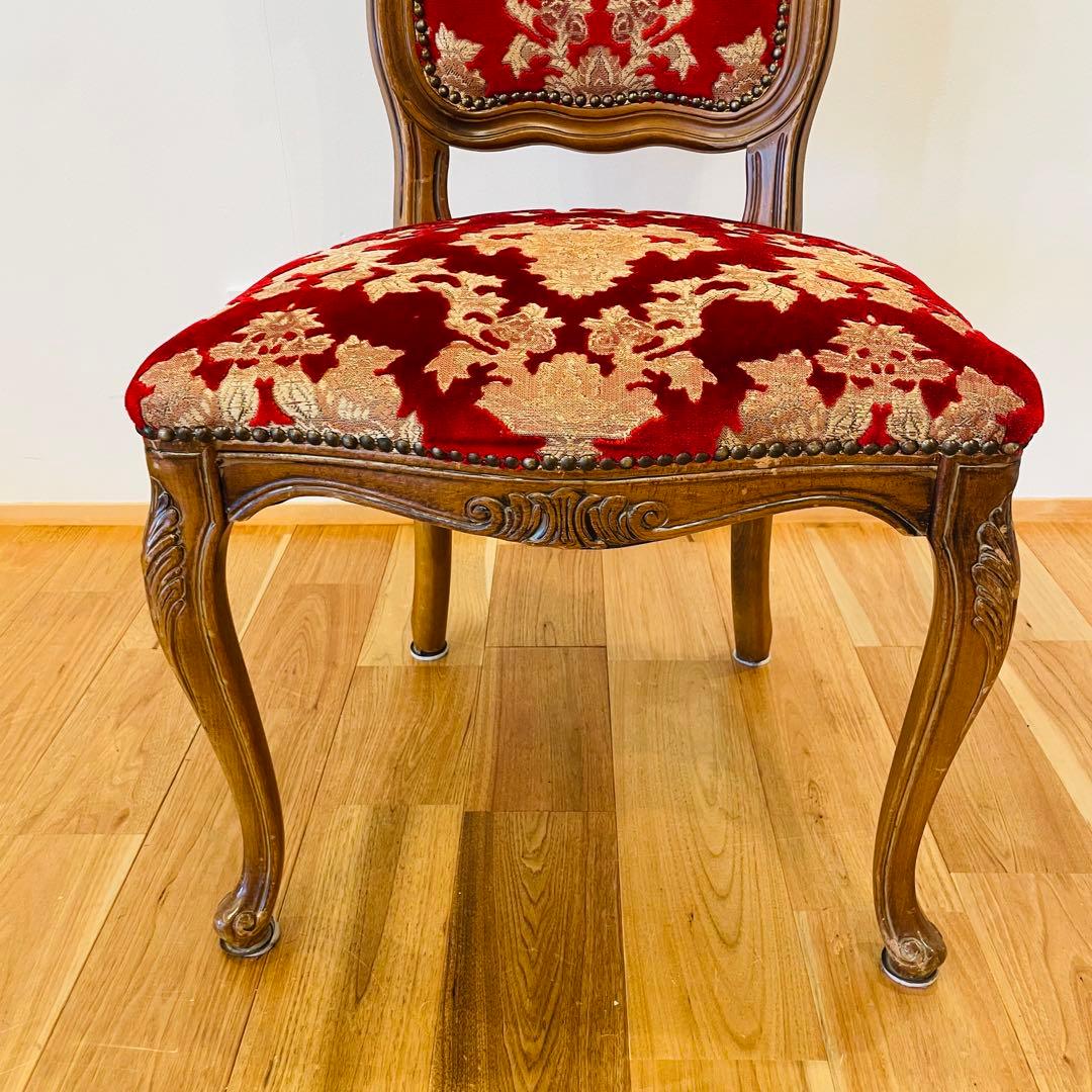 イタリア ダイニングチェア 金華山 赤 金 猫脚 椅子 ヨーロピアン ロココ ④