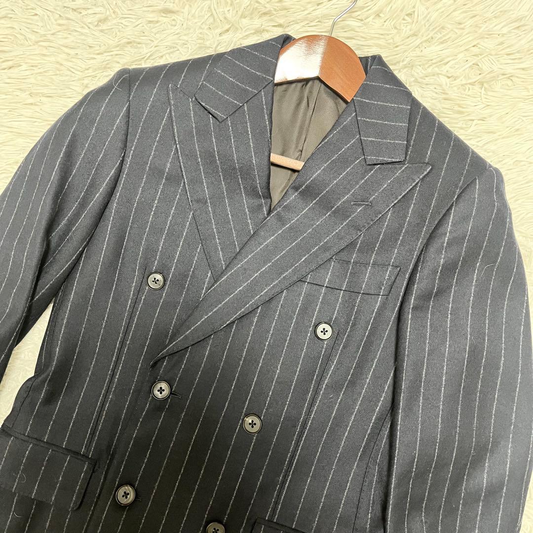 ゼルビーノ×マーリン テーラードジャケット ウール ダブル ストライプ 濃紺 冬