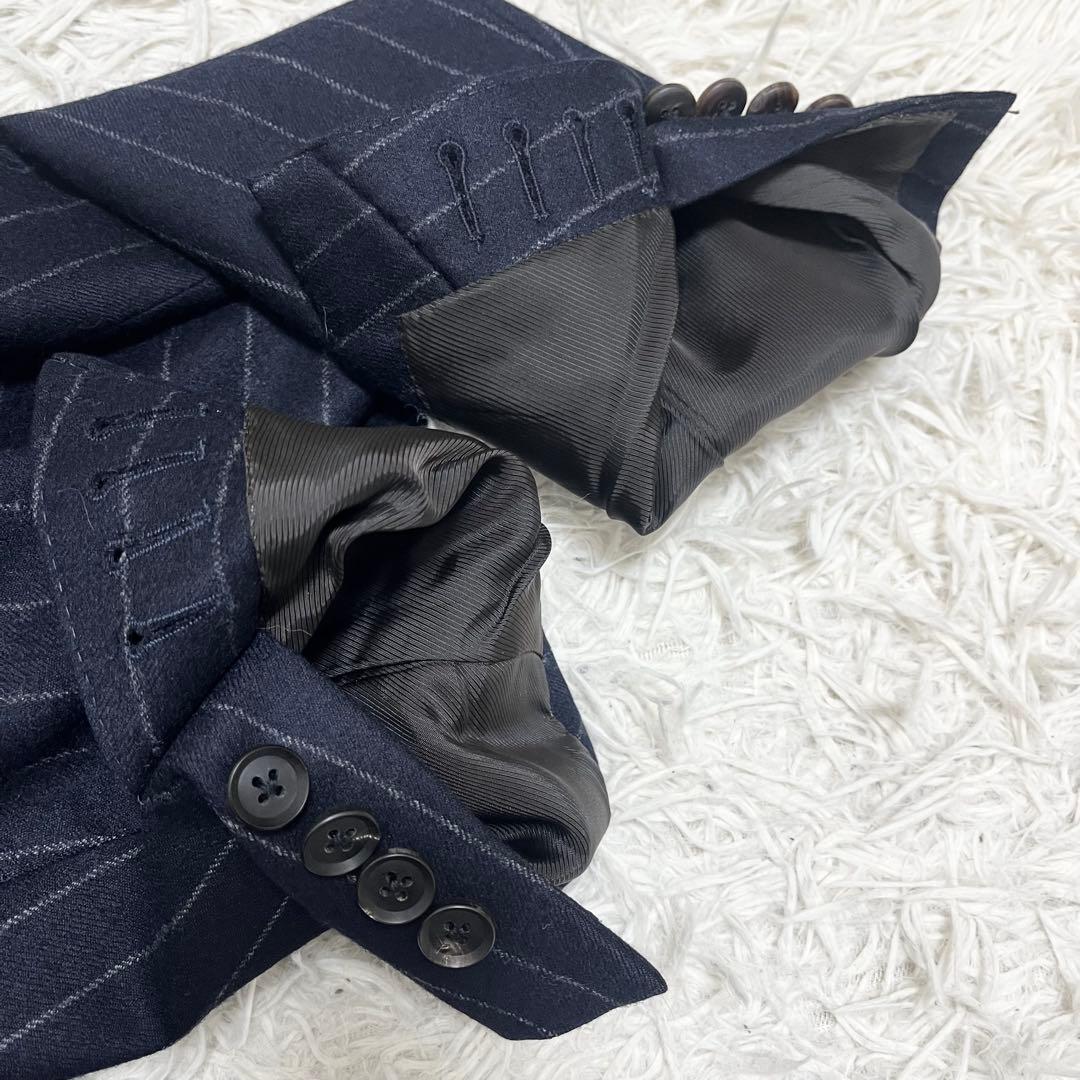 ゼルビーノ×マーリン テーラードジャケット ウール ダブル ストライプ 濃紺 冬