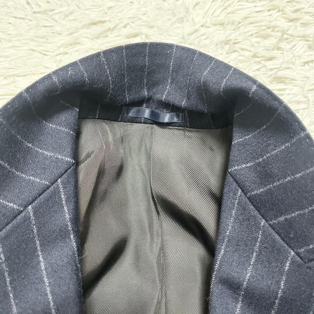 ゼルビーノ×マーリン テーラードジャケット ウール ダブル ストライプ 濃紺 冬