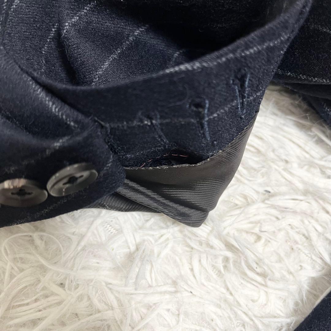 ゼルビーノ×マーリン テーラードジャケット ウール ダブル ストライプ 濃紺 冬