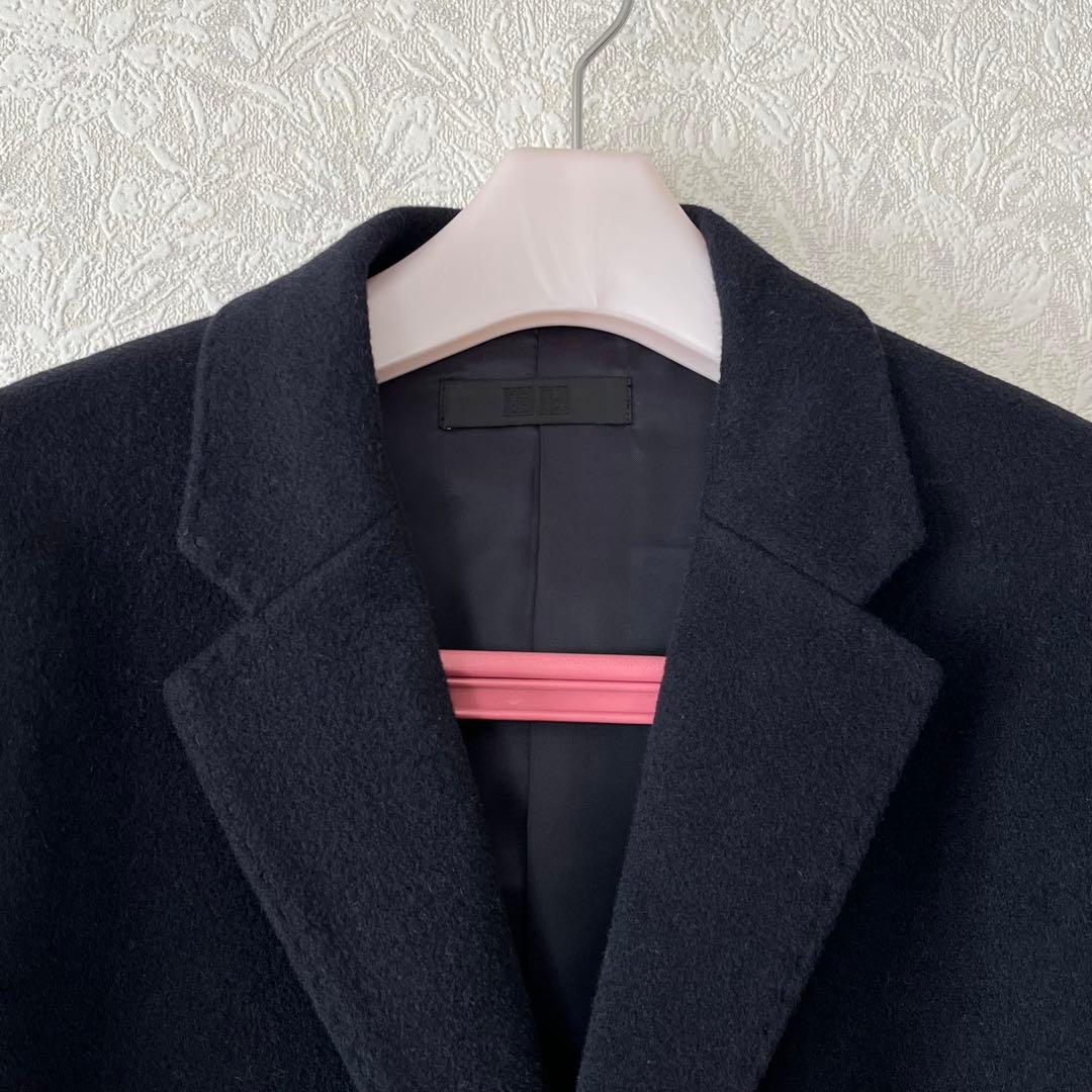 【未使用】ユニクロ　カシミヤ　ウール　チェスターコート　ネイビー　L ロング