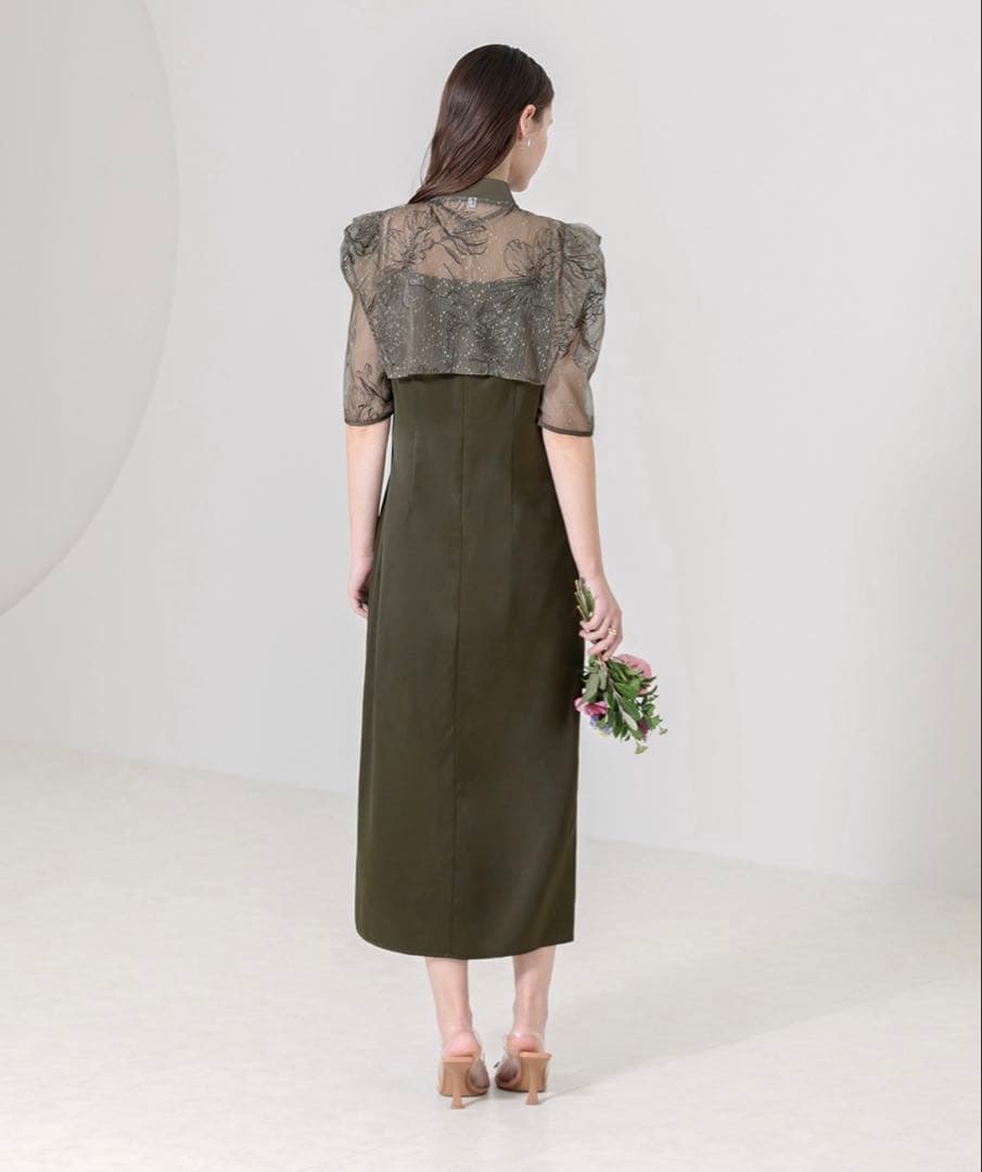 【LEJA】花柄刺繍ラメレースボレロキャミワンピースセットアップドレス