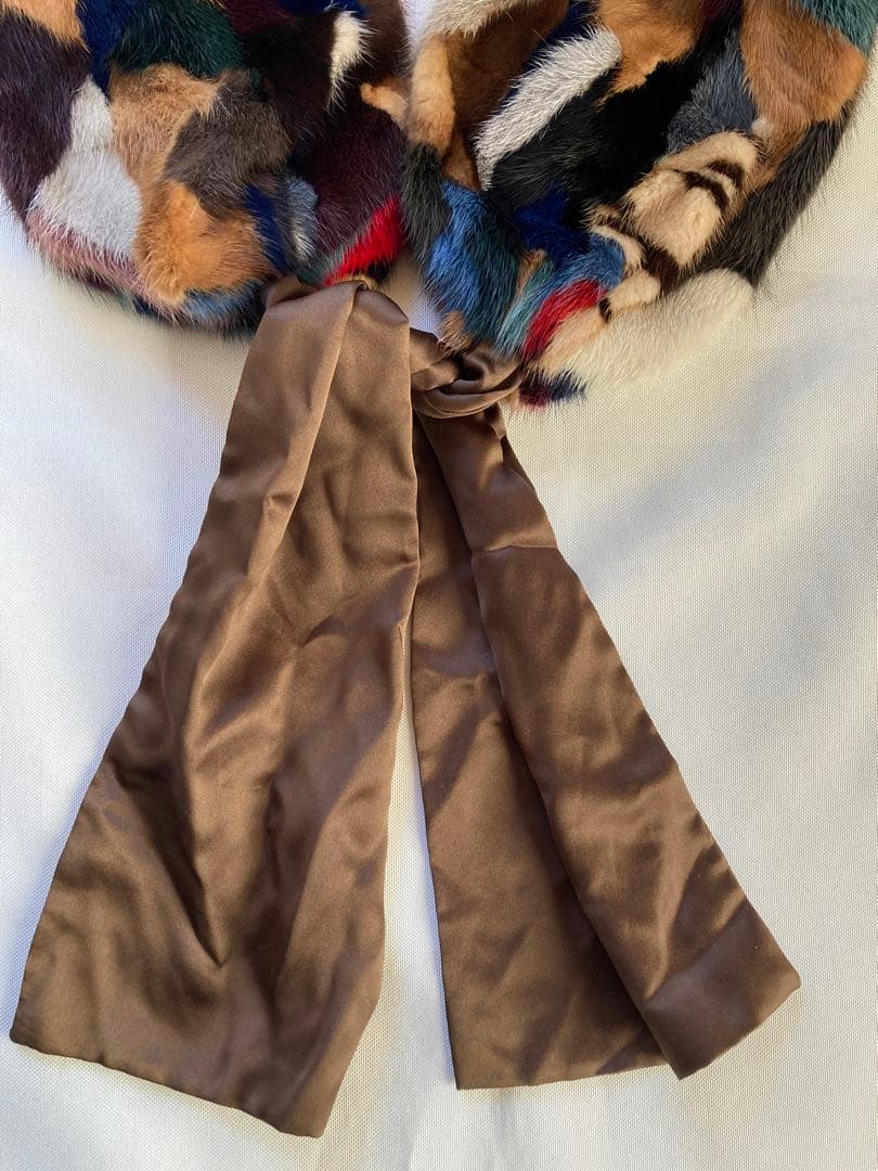 カラフルミンクミックス ファー　マフラー ショール 毛皮 個性派ヴィンテージ
