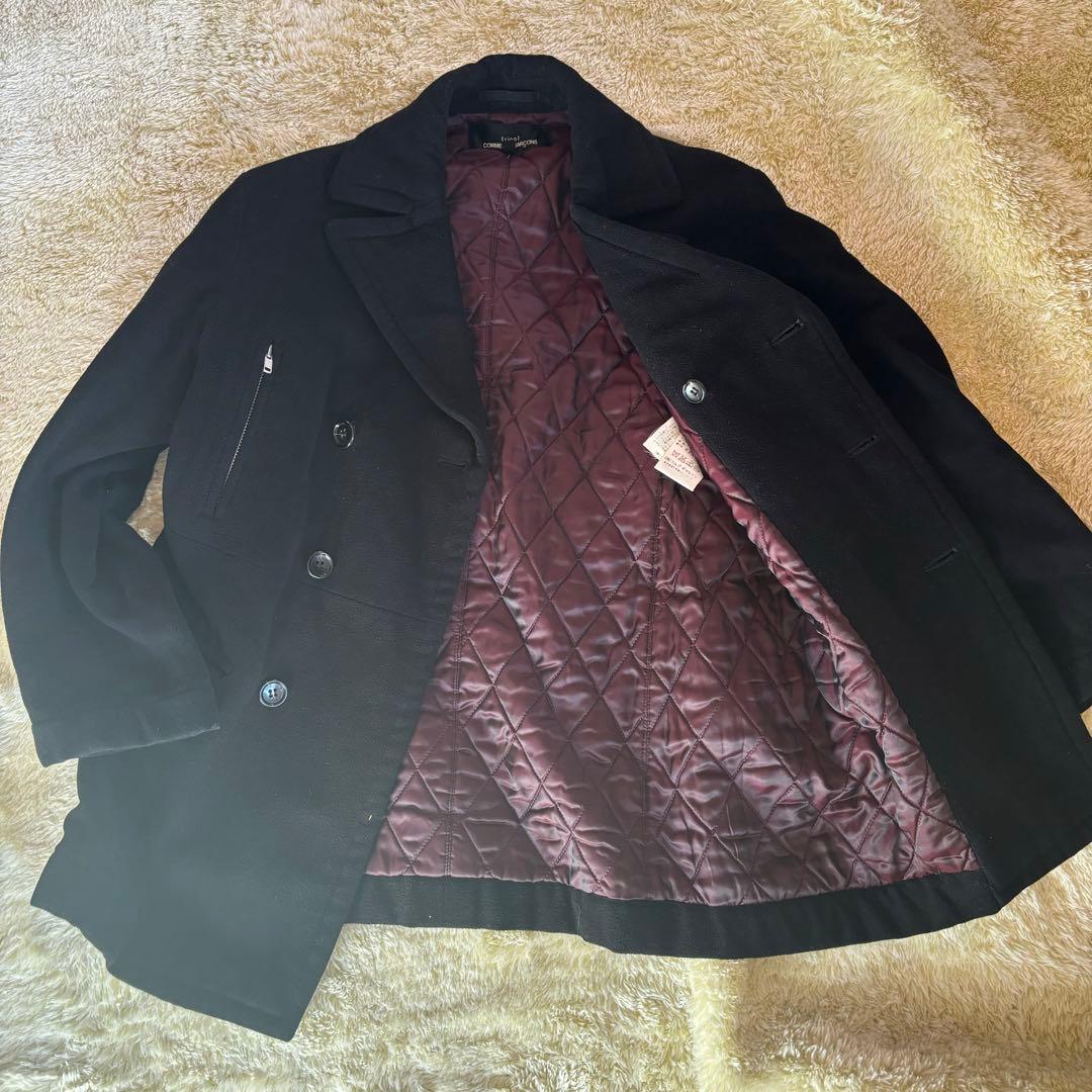 トリコ コムデギャルソン ピーコート S ブラック　裏地 キルティング