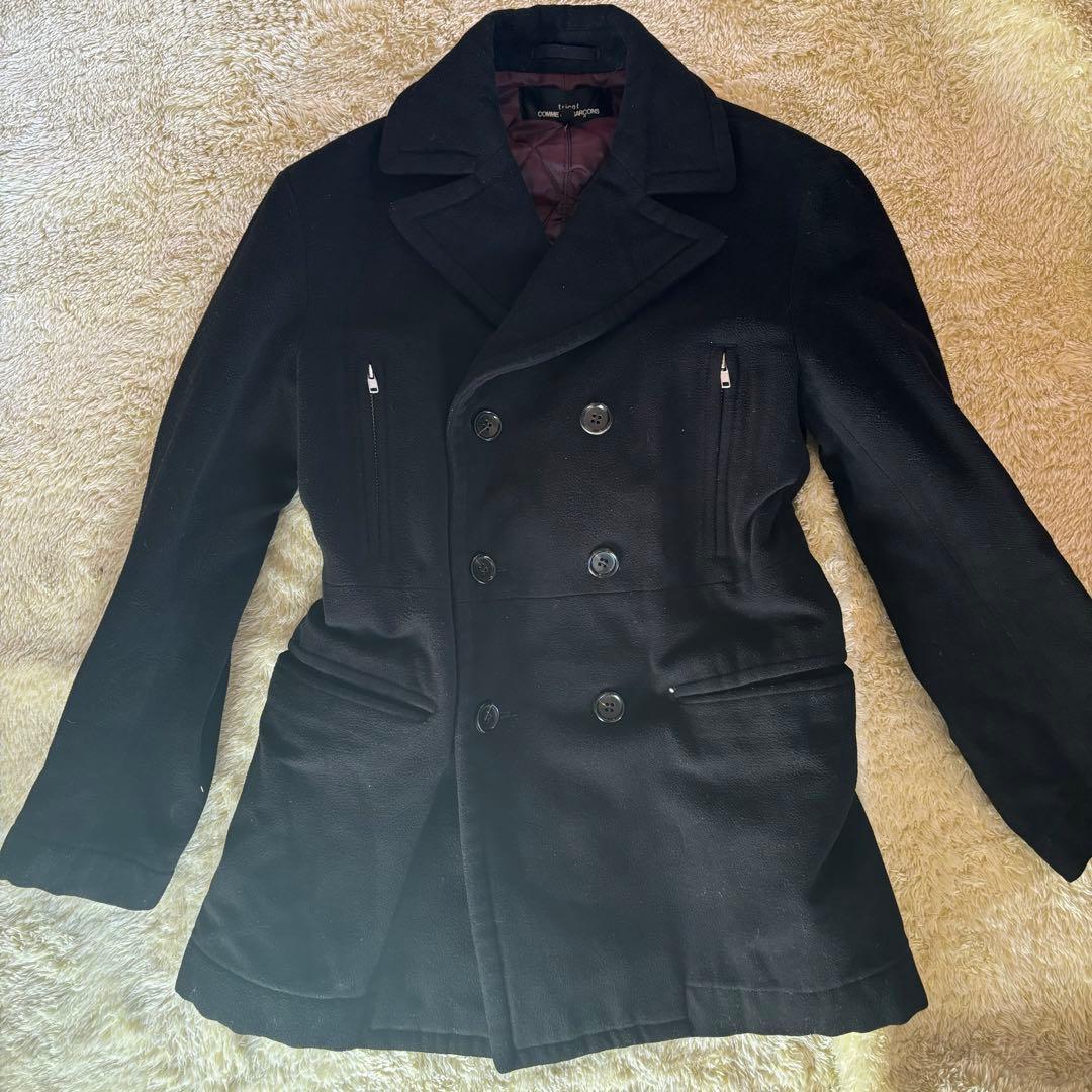 トリコ コムデギャルソン ピーコート S ブラック　裏地 キルティング