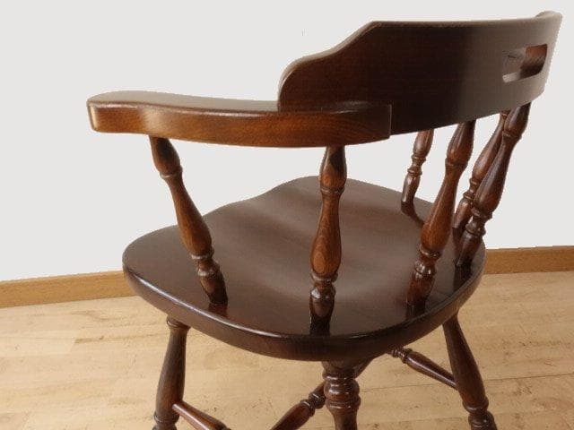 飛騨産業　キツツキ　穂高　アームチェアー③　イス　椅子　 木製　再塗装済ＵＳＥＤ