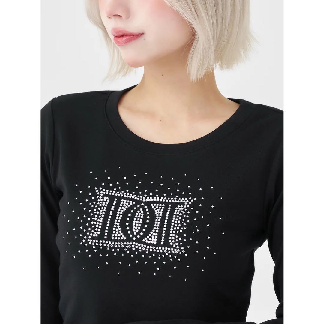 新品タグ付 ダーリッチ ブラック シャイニーDDロゴコンパクトロングTシャツ F