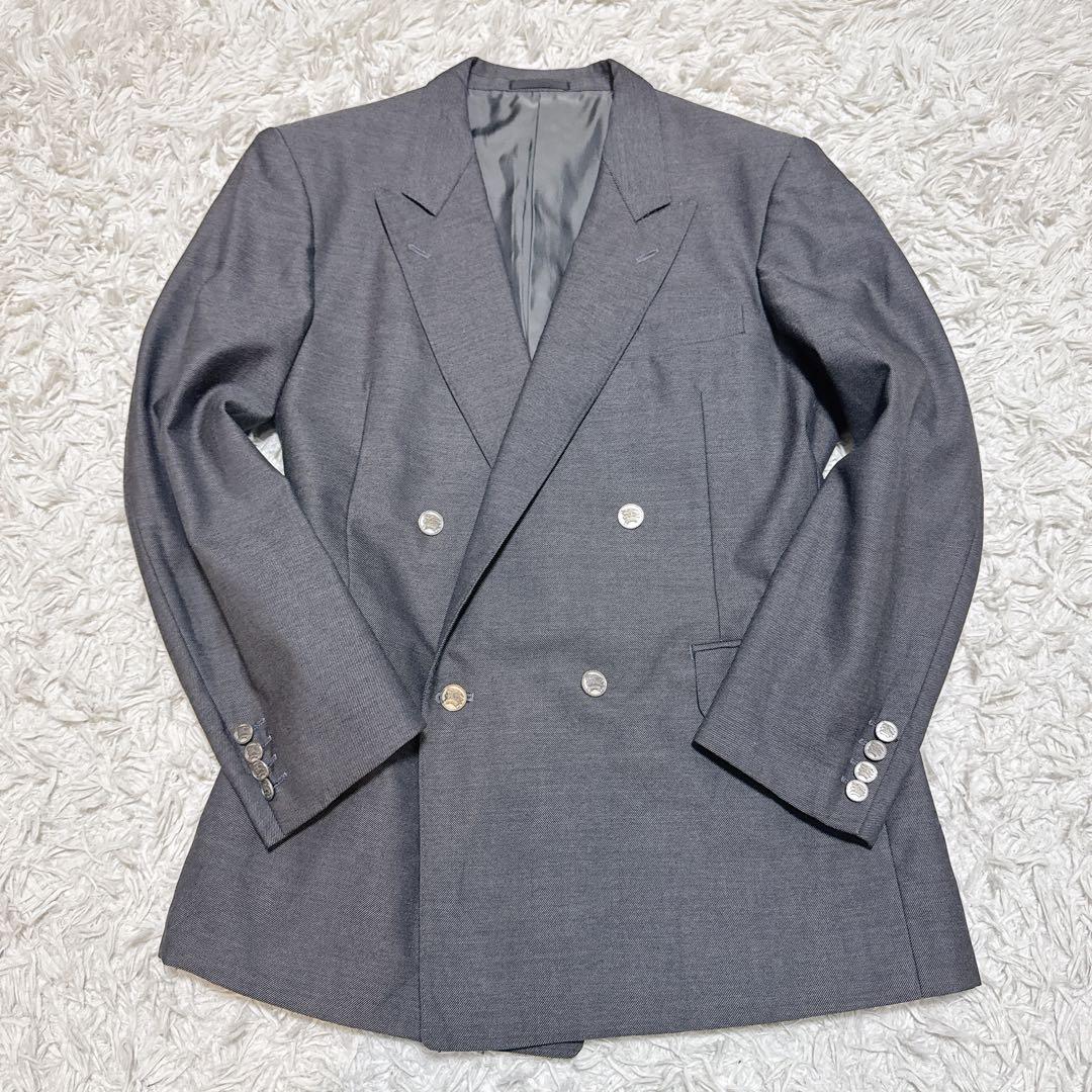 Burberrys ダブルスーツ L AB6 グレーモヘア混 ホースボタン