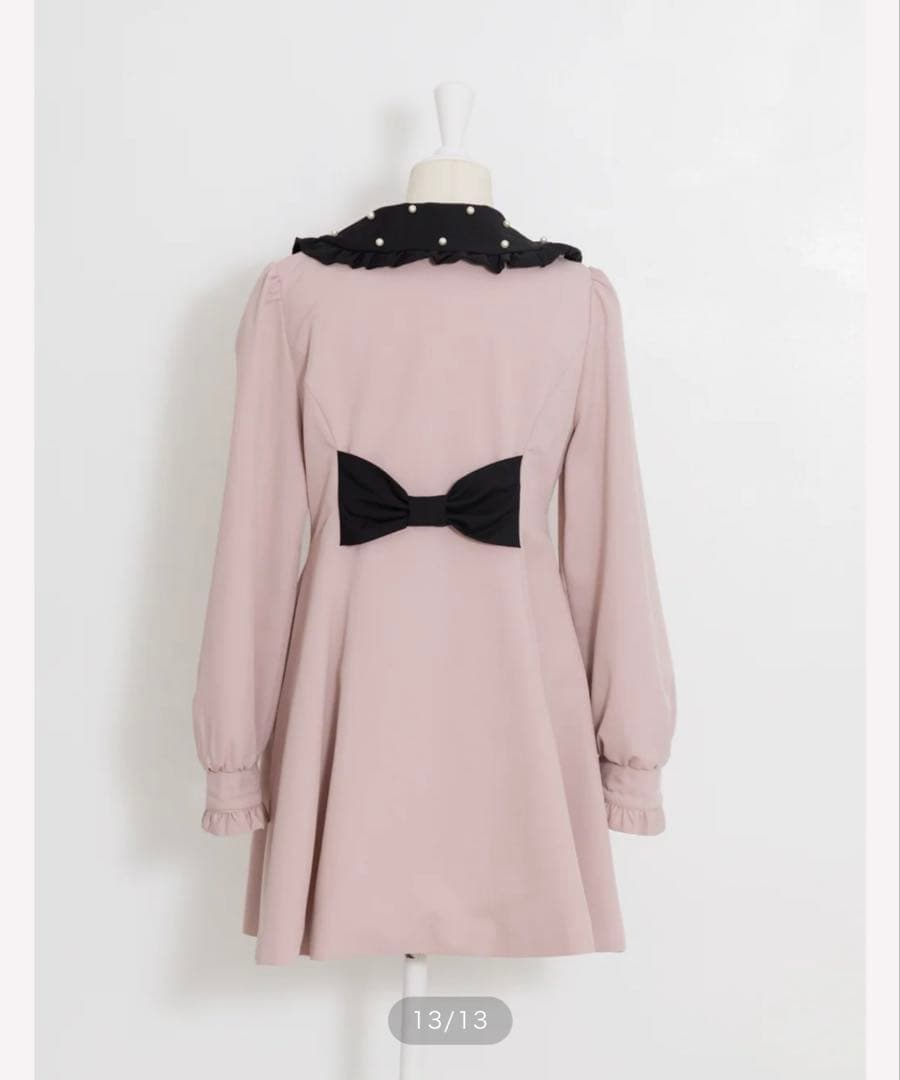 pium ぴうむ ヨークフリルドーリーワンピコート ピンクブラック チョウピラコ