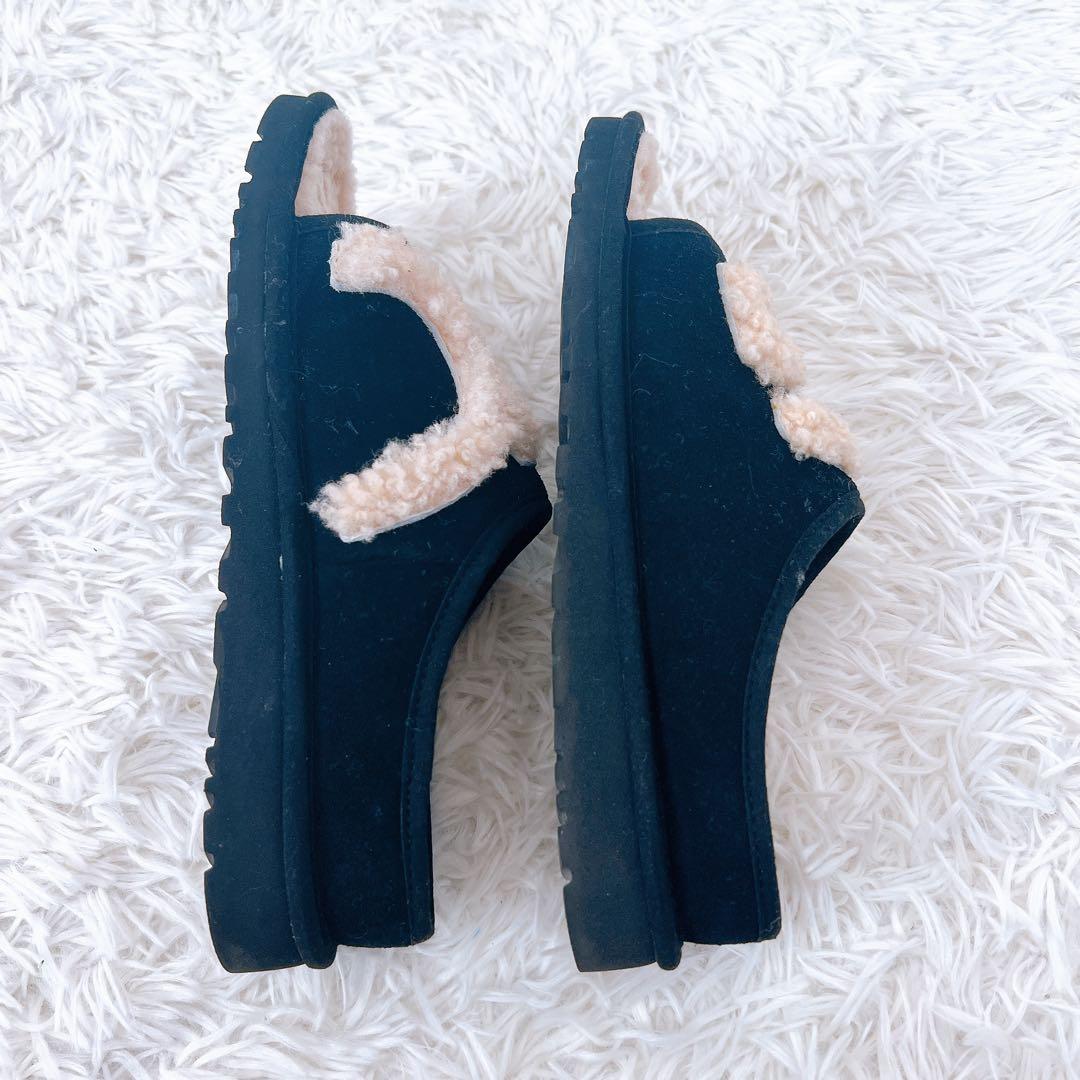 【24cm】UGG ボア サンダル ロゴ スリッパ ブラック ベージュ もこもこ