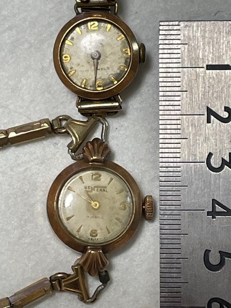 18金レディース腕時計×2点まとめて GENERAL・PIERCE 中古品