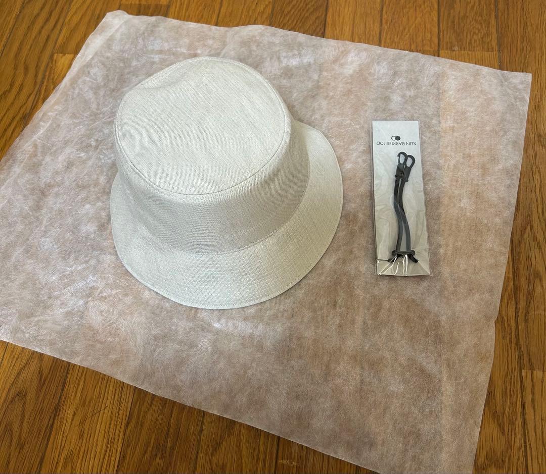 サンバリア　バケットハット(アイボリーLサイズ) ストラップ付き