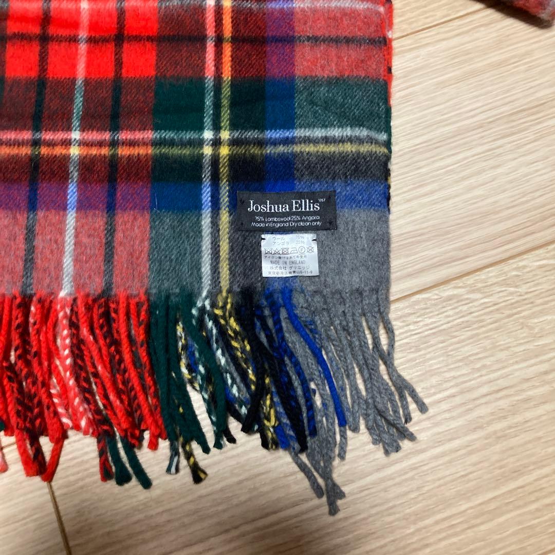 Joshua Ellis ストール　大判　アンゴラ　ウール　　タータンチェック