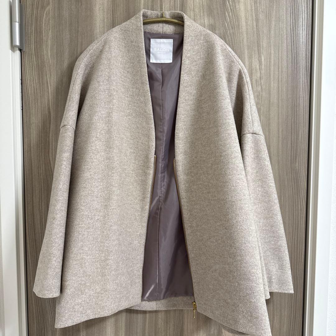 サロン アダム エ ロペ　ノーカラーウールコート