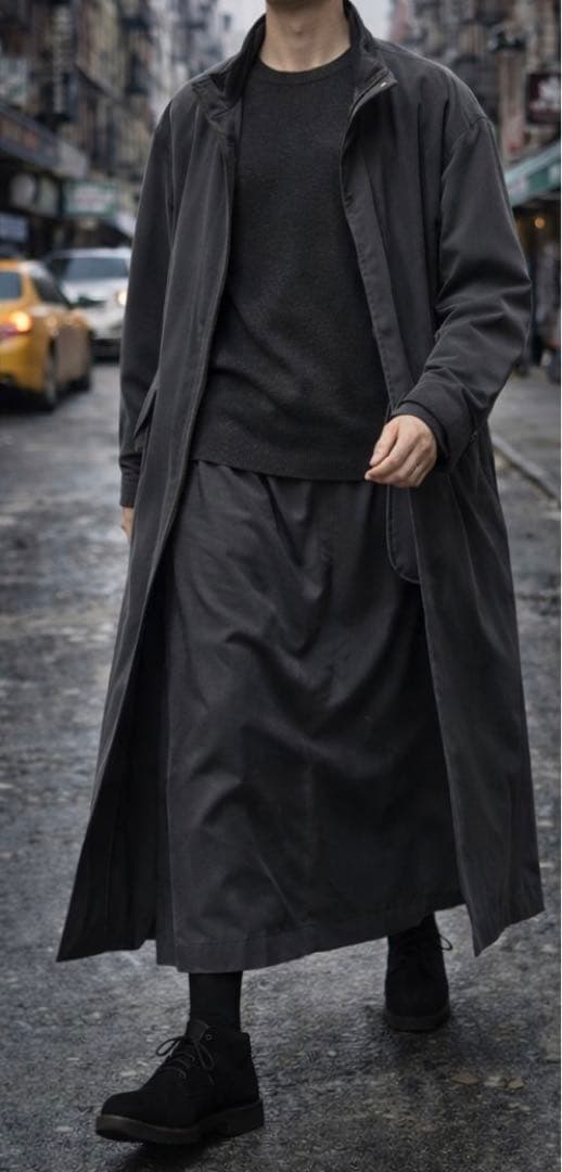 メンズ　ロングスカート　ダークグレー　チベタン