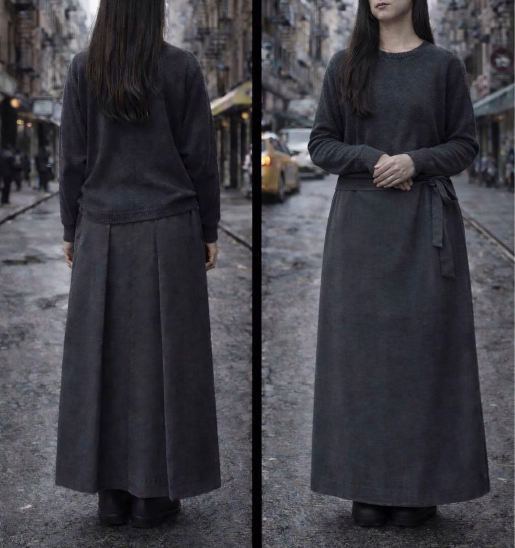 メンズ　ロングスカート　ダークグレー　チベタン