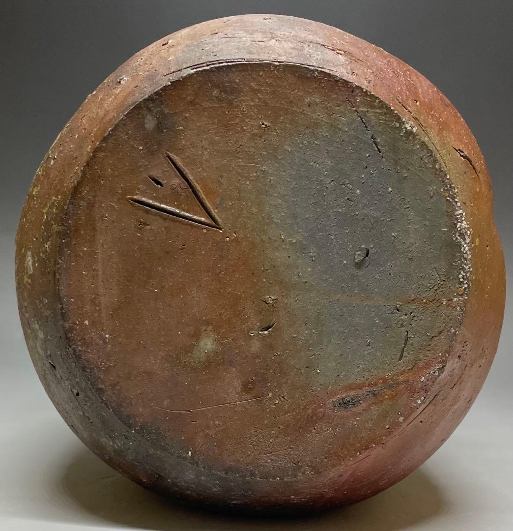 人間国宝　伊勢崎淳　瓢型花生　花入　備前焼　共箱　P99