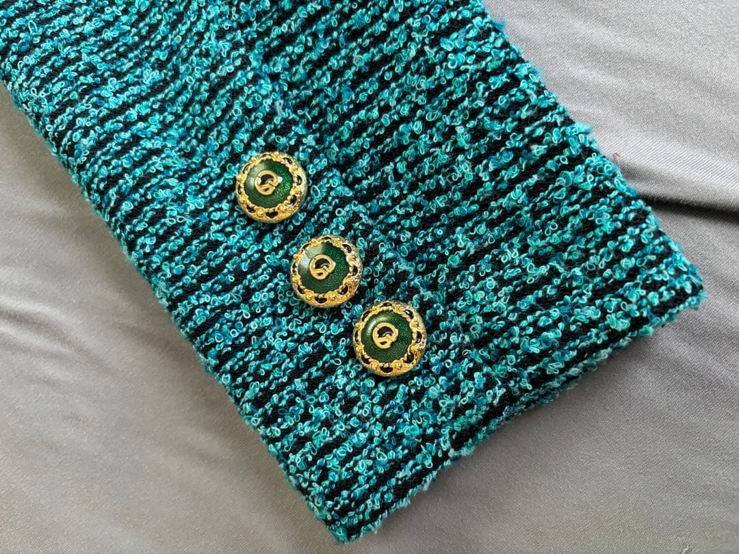 今6 ST.JOHN セントジョン テーラードジャケット青緑 グリーン S