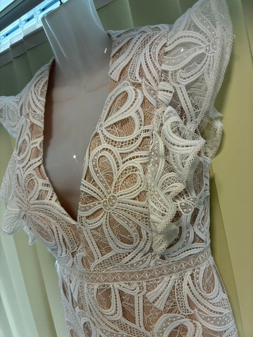 sugar レースフリル袖ドレス ホワイト