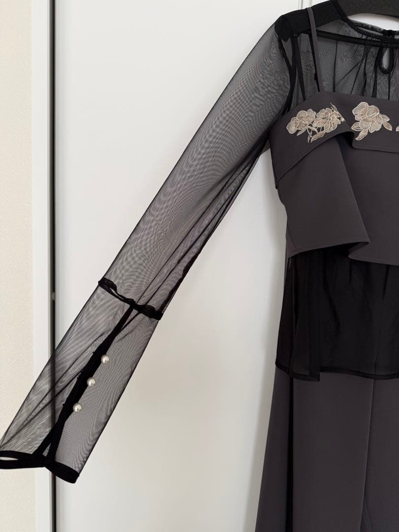 etoll. 3piece刺繍リボンビスチェ＆タックワイドパンツセットアップ