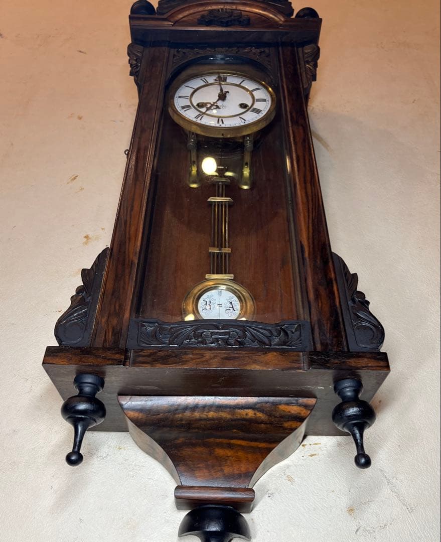 ユンハンス　黒柿　柱時計　古時計　振り子　レトロ　ゼンマイ　ボンボン　精工舎