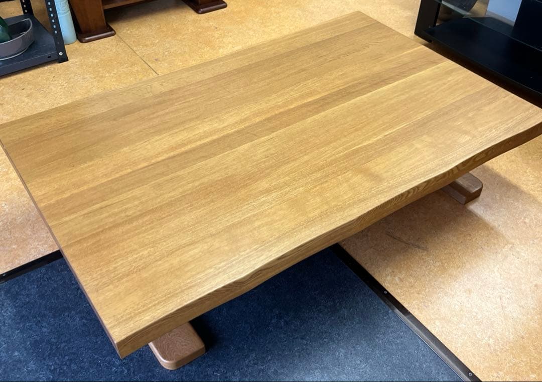 【送料込み】ナラ木　一枚板　ローテーブル　リビングテーブル　オーク材　木製