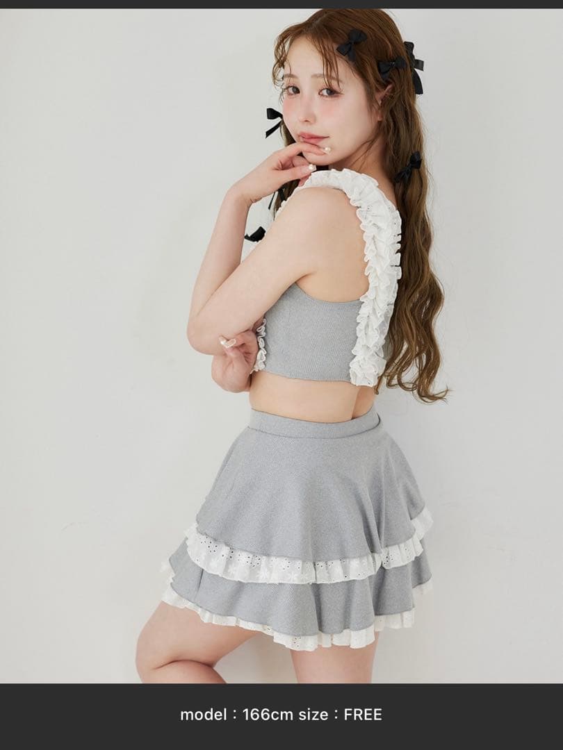 NICE CLAUP swimwear/フリルタンク+ティアードミニ/3点セット