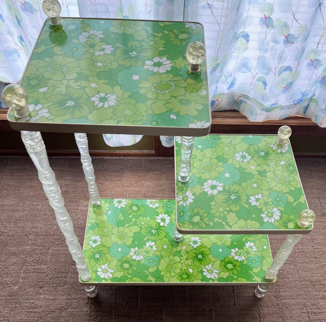 花柄 サイドテーブル 花台 飾り棚 レトロポップ 昭和レトロ