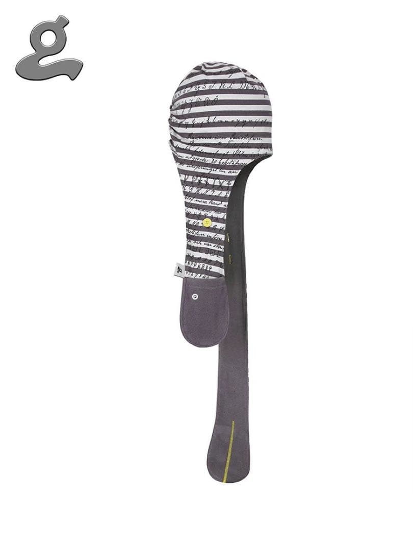 GRAPE グレーホワイトストライプフード付きスカーフハット（収納ポケット付き）