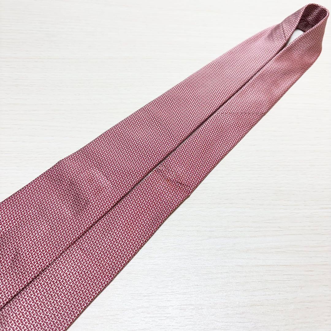 HERMES エルメス H柄 ジャガード織り 赤 ネクタイ フランス製