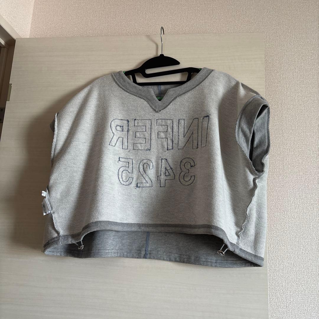 新品タグ付　アヤン ayane ベスト　デニムロゴ　グレー　裏毛