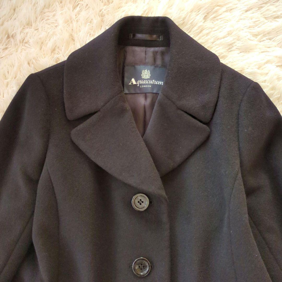極美品　大きいサイズ　アクアスキュータム　アンゴラ混ウールコート　テーラード