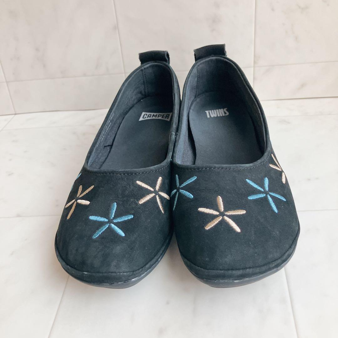 CAMPER カンペール ライトニナ フラットシューズ　刺繍　花柄　箱付き