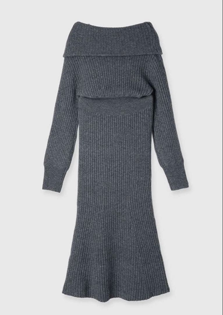 anuans アニュアンス オフショルダーニットワンピース　グレー　S