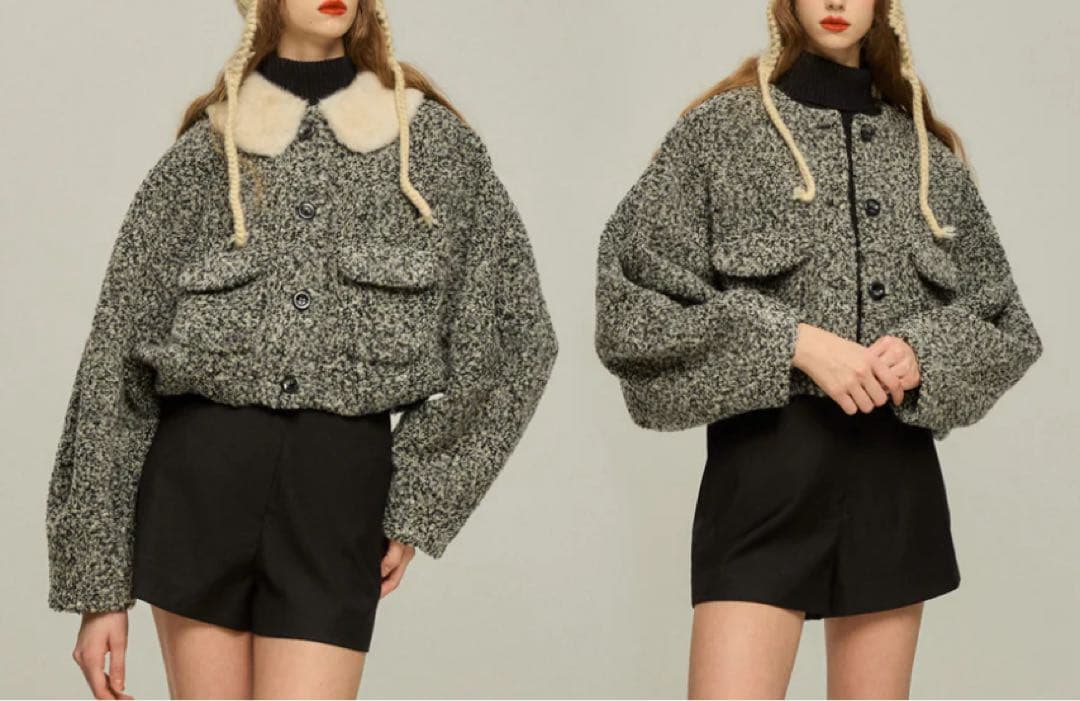 Tnewties 目と鼻と口を書き足してみた ドルマンスリーブジャケット XS